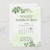 Green & White  Botanical Wedding invitation (Devant / Derrière)