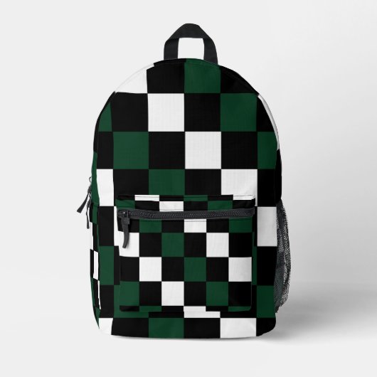Green White Checkerboard Bedrukte Rugzak (Voorkant)