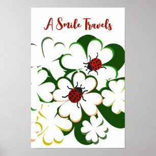 Green & White Clover Lady Bug een glimlach-reis Poster