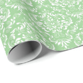 Green White Damask Pattern Cadeaupapier (Rol Hoek)
