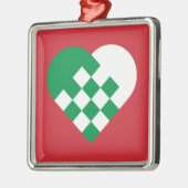 Green White Danish Heart Metalen Ornament (Links)