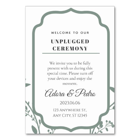 Green & White Elegant Wedding Kaart (Voorkant)