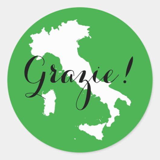 Green White en Black Italy Weddenschap Bedankt Ronde Sticker (Voorkant)