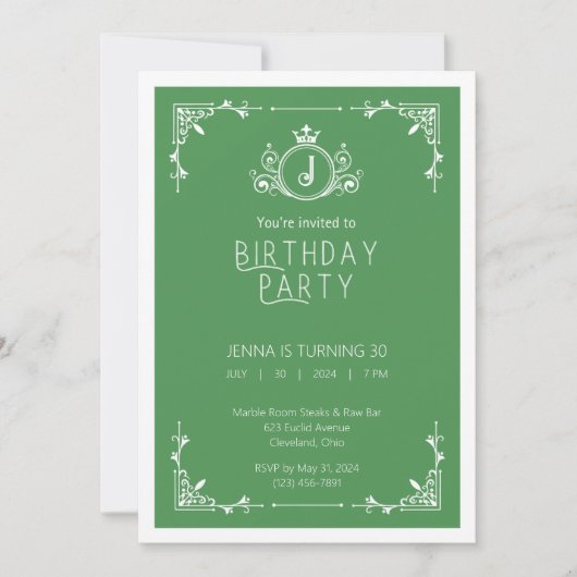Green & White Fall Invitation Anniversaire (Devant)