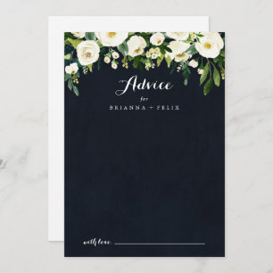 Green White Floral Royal Blue Calligraphy Wedding Advieskaart