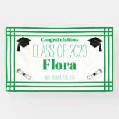 Green White Geometric Graduation Party Spandoek (Horizontaal)