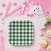 Green White Gingham Pattern Papieren Bordje (Feest)