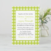 Green White Gingham Plaid controleert Country Wedd Kaart (Staand voorkant)