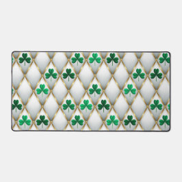 GREEN WHITE GOLD IRISH TUFTED LOOK SHAMROCKS BUREAUMAT