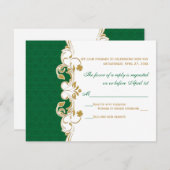 Green White Gold Scroll, Shamrocks RSVP-kaart RSVP Kaartje (Voorkant / Achterkant)