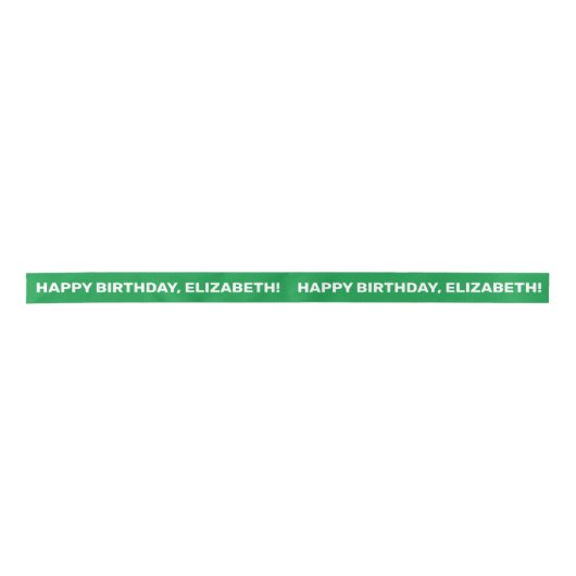 Green White Happy Birthday Name | Gepersonaliseerd Lint (Voorkant)