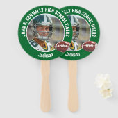 Green White High School Football Player Photo Handwaaier (Voorkant en achterkant)