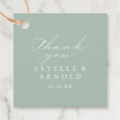 Green White Modern Calligraphy Wedding Bedankjes Labels (Voorkant)