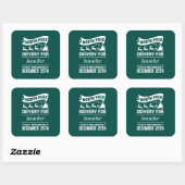 GREEN & White North Pole SANTA Delivery Name Vierkante Sticker (Vel)