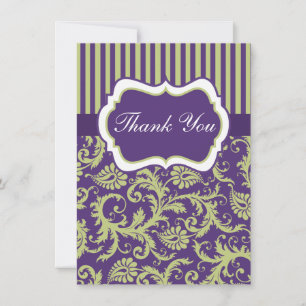 Green, White, Paars Damask Bedankkaart