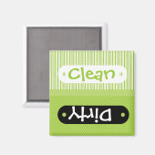 Green White Pattern Clean Dirty Dishwasher Magnet Magneet (Voorkant / Achterkant)