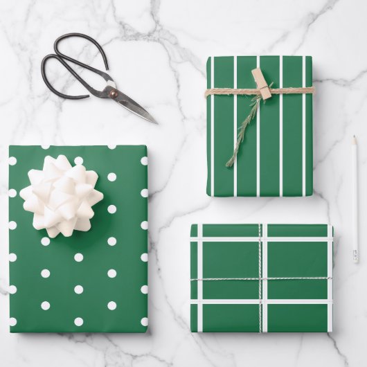 Green White Pattern kerst Inpakpapier Vel (Voorkant)