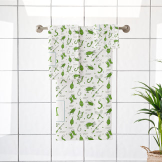 Green White Pêche Motif sans mer Monogramme