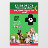 Green White Pet Store Sign Dogs, Cats, Birds Vet  Raamsticker (Vel)
