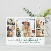 Green White Photo Collage Carte de Noël (Debout devant)