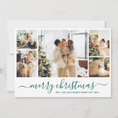 Green White Photo Collage Kerstfeestdag Kaart (Voorkant)