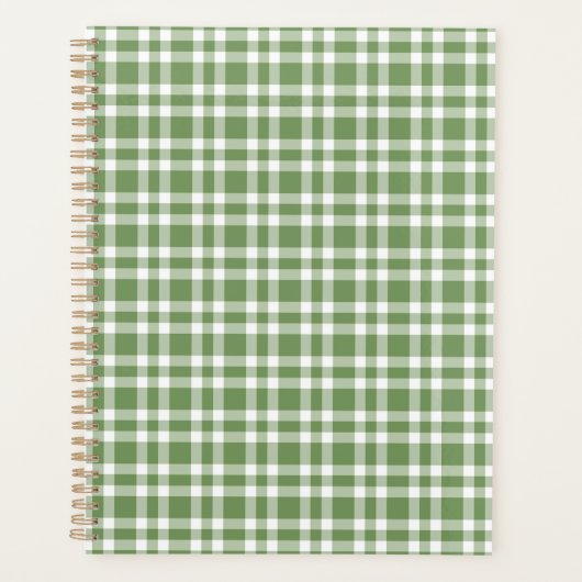 Green White Plaid Pattern Planner (Voorkant)