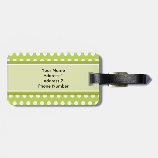 Green White Polka Dot Pattern Bagagelabel (Achterkant horizontaal)