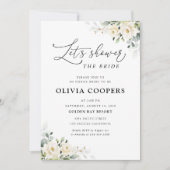 Green White Roses Bridal Shower Invitation (Devant)