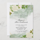 Green White Roses Bridesmaids Luncheon Invitations (Devant)