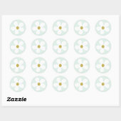 Green White Simple Daisy Gold Ronde Sticker (Vel)