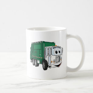 Green White Smiling Garbage Truck Cartoon Koffiemok