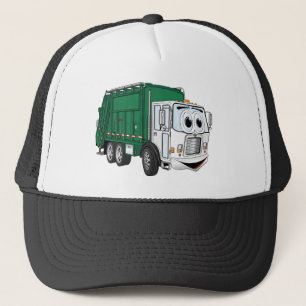 Green White Smiling Garbage Truck Cartoon Trucker Pet