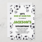 Green White Soccer Invitations Anniversaire (Devant)