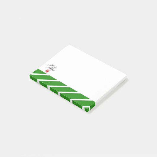 Green White Stripe Merry kerst Post-it® Notes (Schuin)