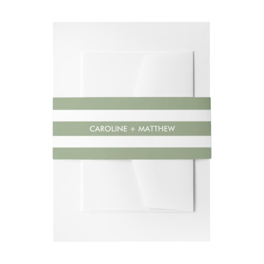 Green White Stripe Pattern Wedding Uitnodigingen Wikkel (Voorkant Voorbeeld)