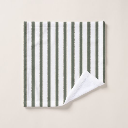 Green White Stripes  (Gant de toilette)