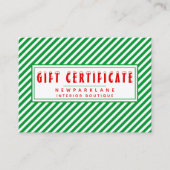 Green & White Stripes Certificat cadeau de Noël (Devant)