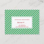 Green & White Stripes Certificat cadeau de Noël (Dos)
