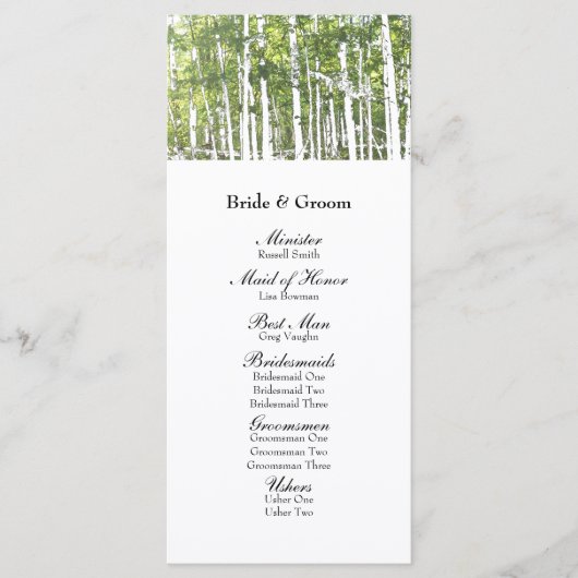 Green White Summer Woods Programme de mariage (Devant)