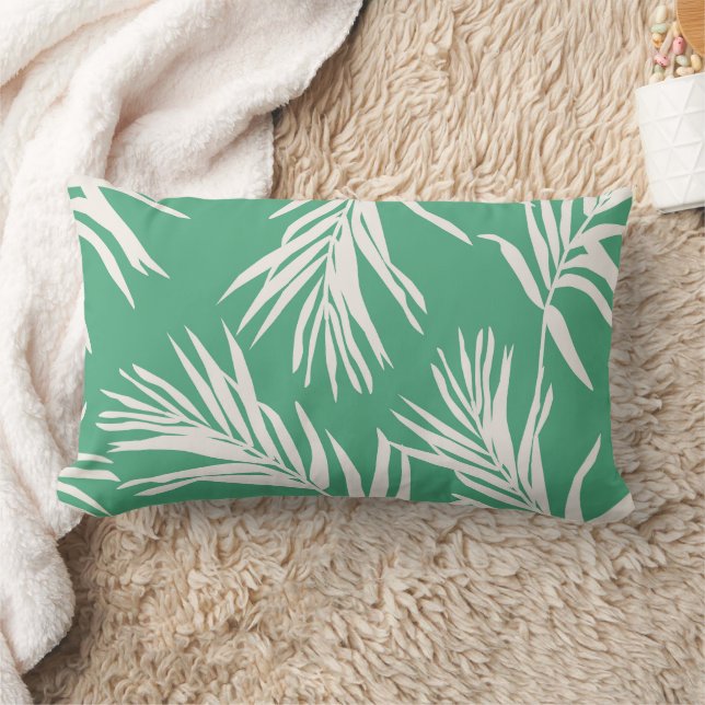Green White Tropical Leaves Beach Home Decor Kussen (Deken)