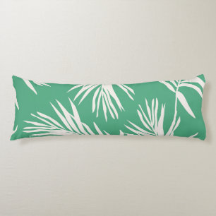 Green White Tropical Leaves Beach Home Decor Lichaamskussen