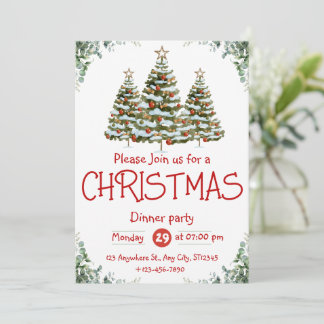 Green White Watercolor Noël Party Invitation