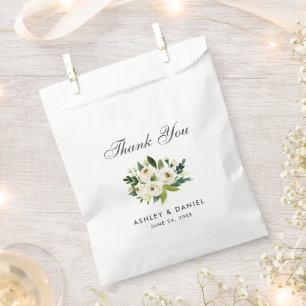Green White Waterverf Floral Wedding Bedankt Bedankzakje