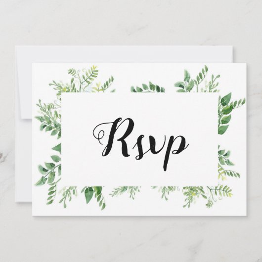 Green Wild Herb Spring Foliage Rsvp Card Kaart (Voorkant)