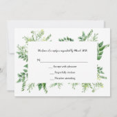 Green Wild Herb Spring Foliage Rsvp Card Kaart (Achterkant)