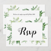 Green Wild Herb Spring Foliage Rsvp Card Kaart (Voorkant / Achterkant)