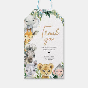 Green Wild One Safari Baby shower Favor Tags Cadeaulabel