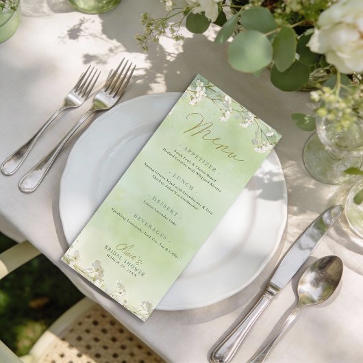 Green Wildflower Bridal Shower Menu