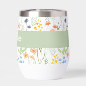 Green Wildflower Watercolor Monogram Name (Arrière)