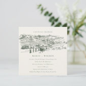 Green Winery Mountain Sketch Couples Shower Invite Bedankkaart (Staand voorkant)